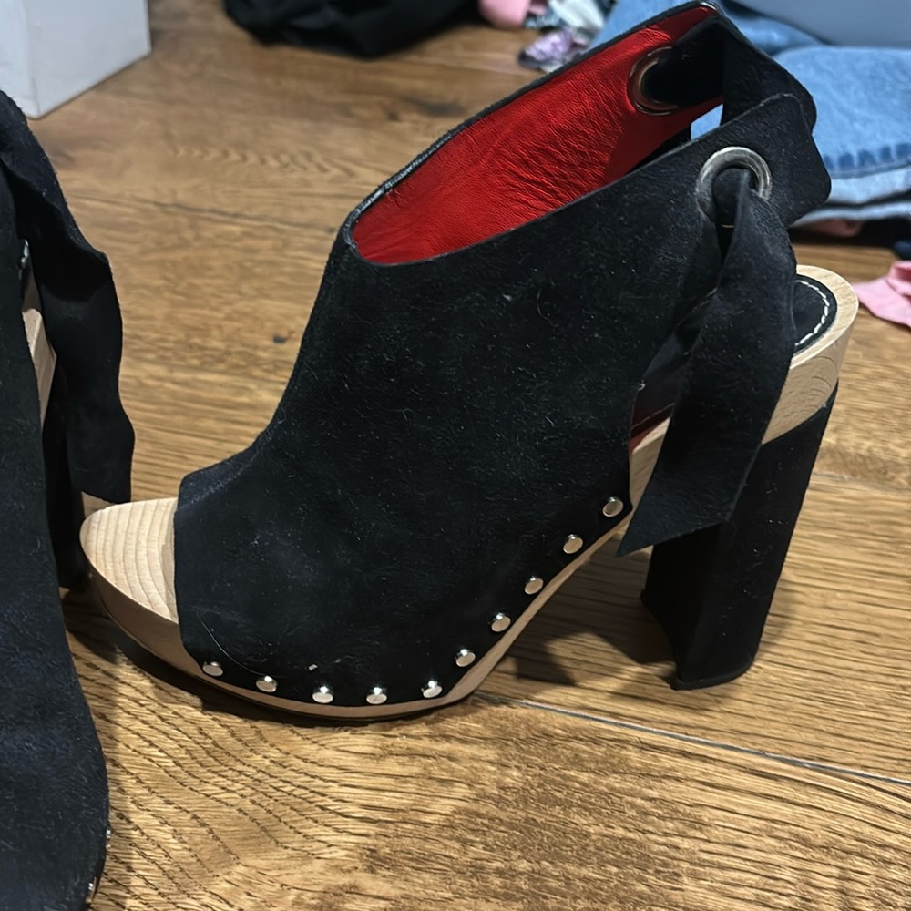 Proenza Schouler clog, sandals, suede, leather and wood!!